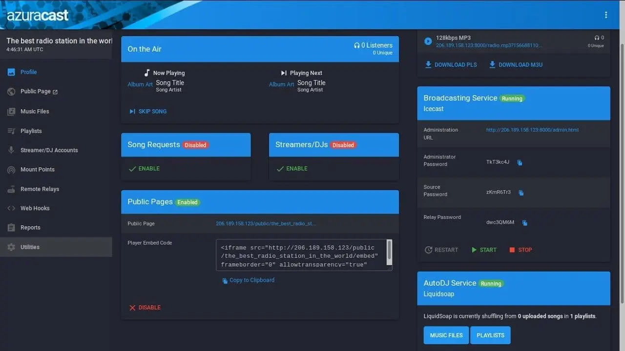 azuracast, radio streaming